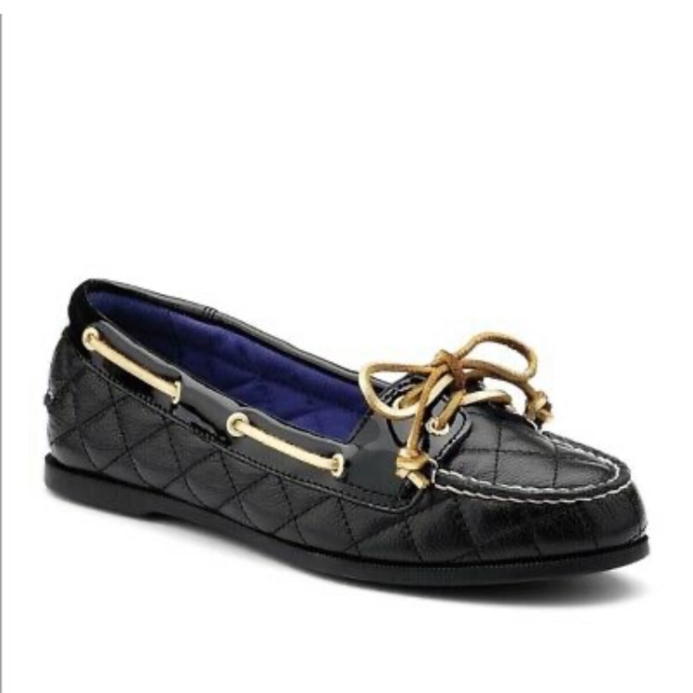 Sperry Women’s Audrey Black Quilted Boat Size 6